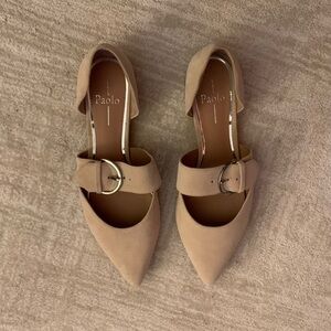 Paolo Women's Tan Nude Flats with Buckle Chic and Clean Style
